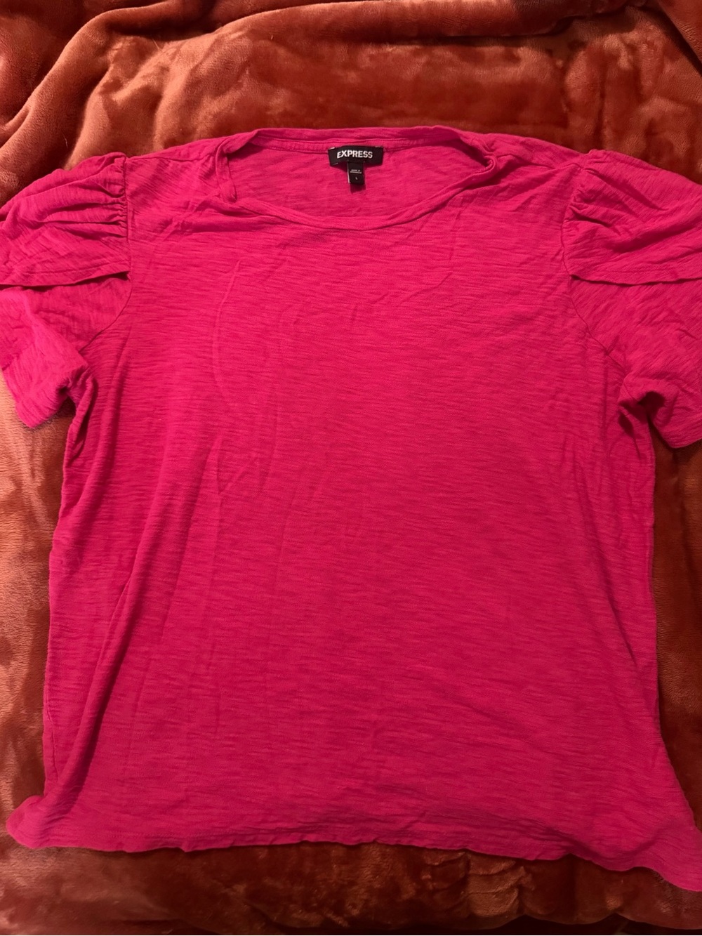 Express Women's Fuchsia Short Sleeve Puff Tee